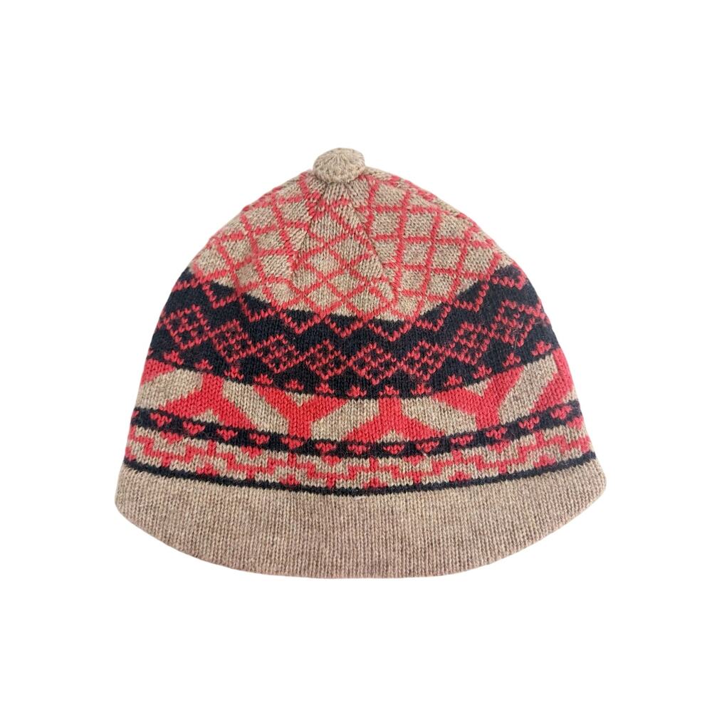 Pistil Mariko Winter Hat Fair Isle Tan Orange Wool Blend OS